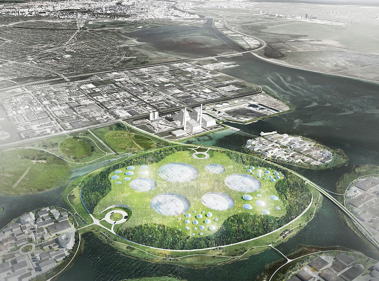 Denmark plans 'European Silicon Valley' on 9 artificial islands. Image by Urban Power for Hvidovre municipality
