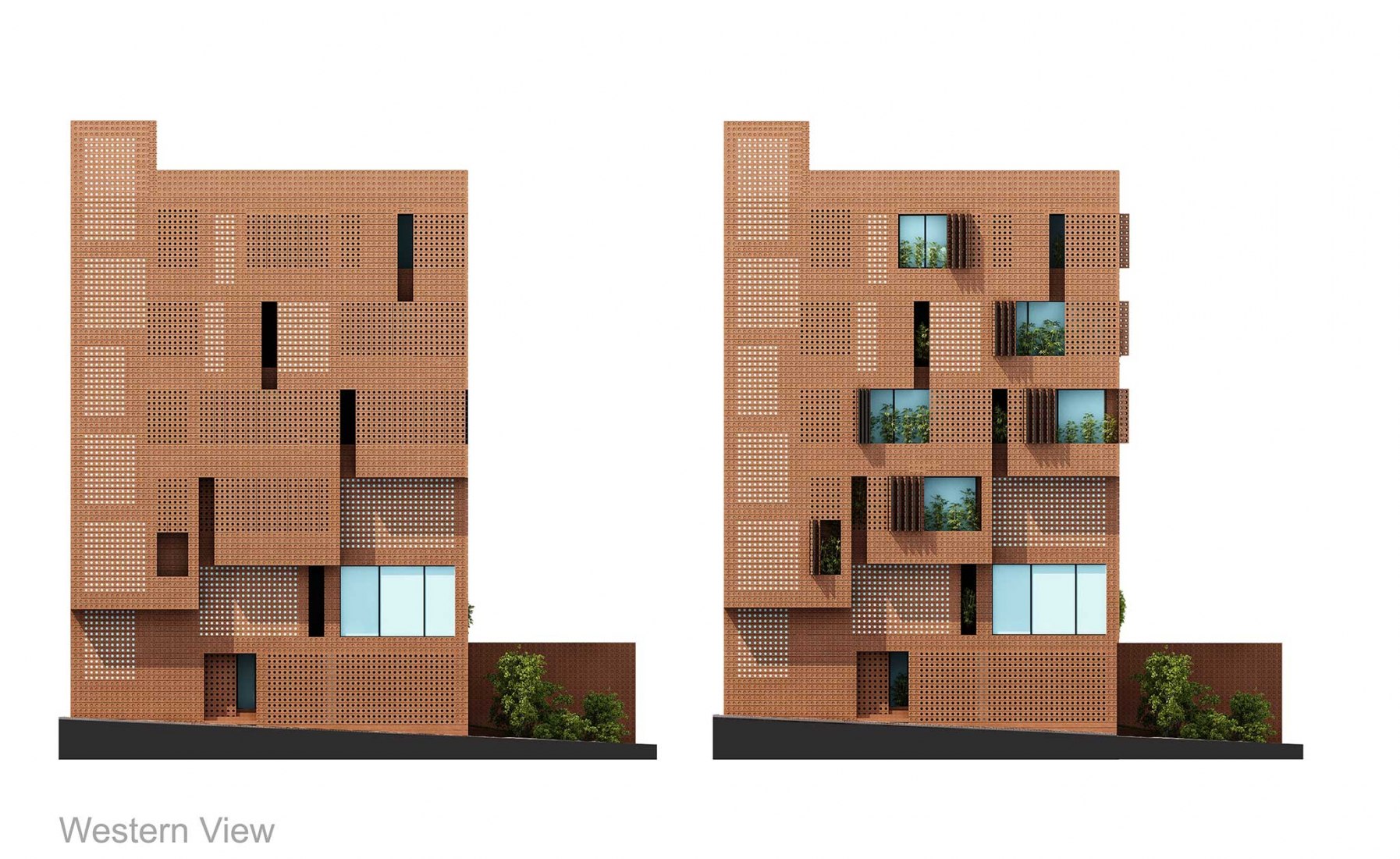 Alzado oeste. Kohan Ceram por Hooba Design Group