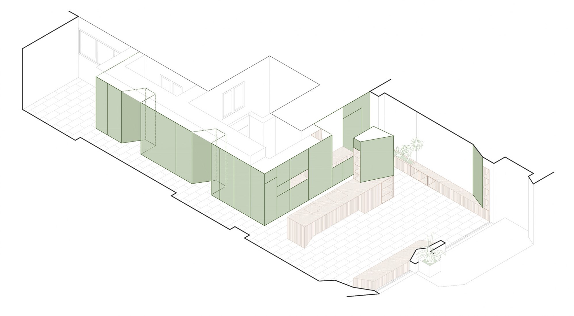 Axonometric. PF House by Horma Studio.