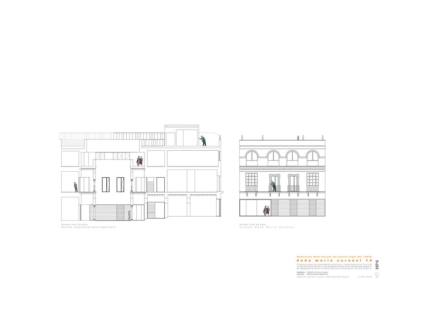Section + Elevation. Posada del Lucero Hotel by Adolfo Pérez Arquitectura