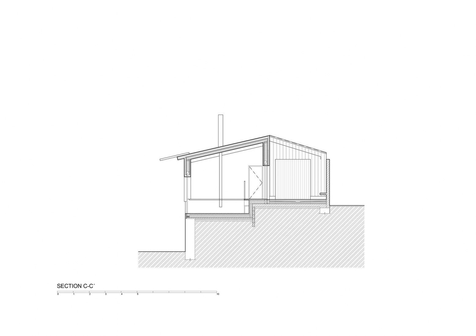 Sección. "Casa detrás del muro" por Mjölk architects. 