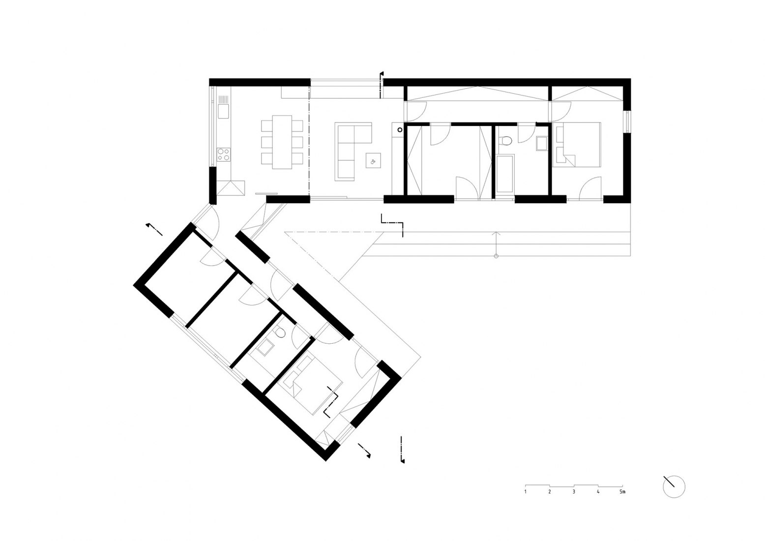 Ground floor plan of House with In-law Suite por KLAR.