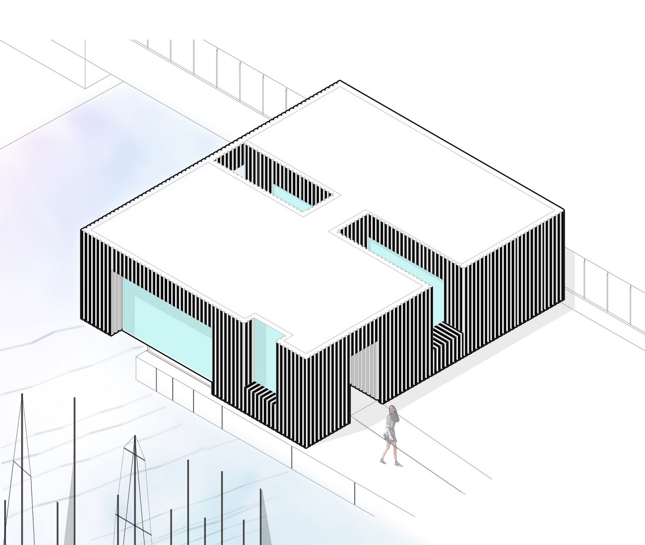 Elevation. Changing rooms Yatch Port by HUMA.