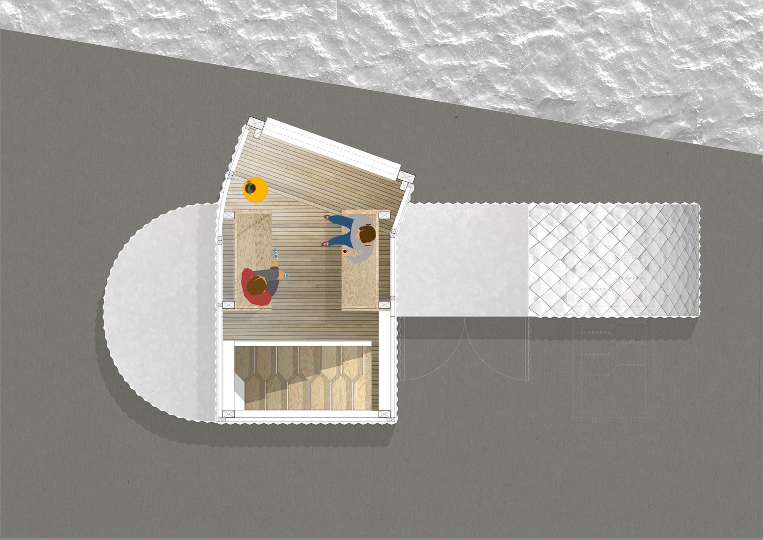 Plano de planta. Antepavillon 2017 por PUP Architects.