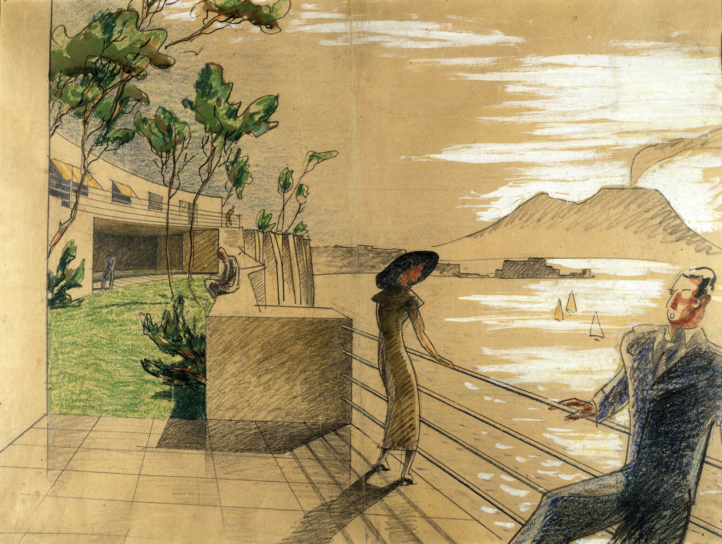 Luigi Cosenza and Bernard Rudofsky, Oro House in Posillipo, Nápoles, 1934-1937. Archivo Luigi Cosenza, in Archivio di Stato, Pizzofalcone, Nápoles. © Bernard Rudofsky, VEGAP, Madrid, 2019.