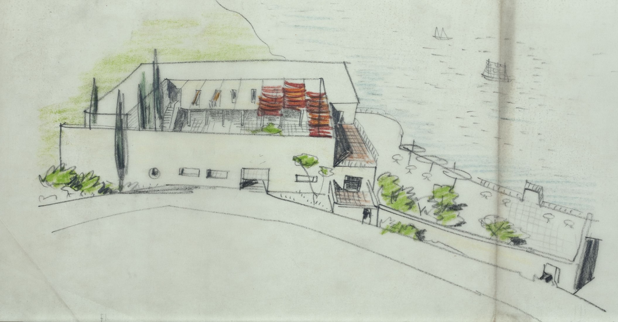 Gio Ponti, project for a hotel in San Michele forest, Capri Island, 1939. Centro Studi e Archivio della Comunicazione-Università di Parma-Archivio Gio Ponti. © Gio Ponti Archives.
