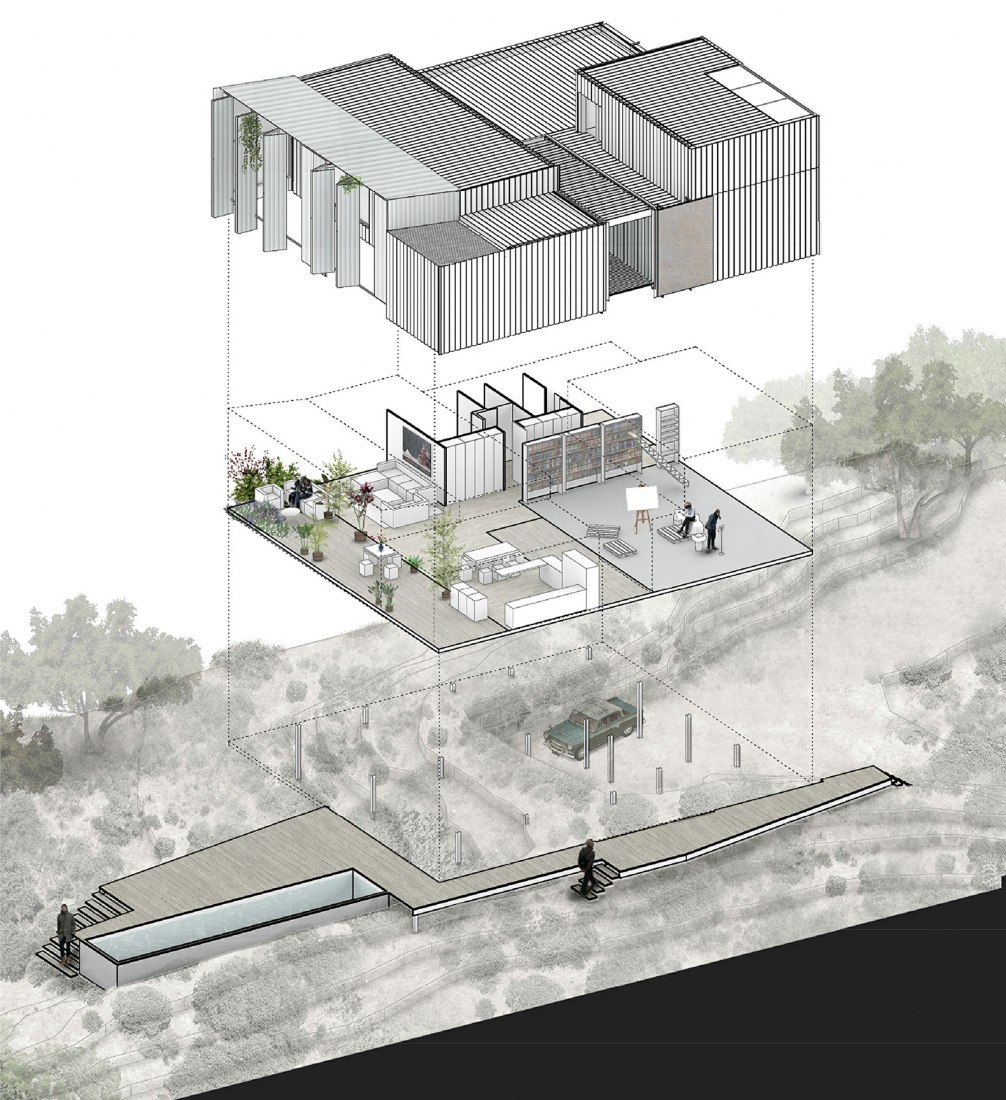 Exploited axonometry. House and painting space for an artist by Idearch