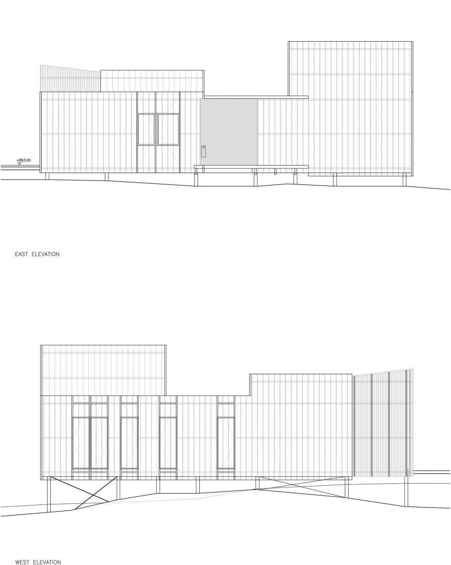 East and West Elevation. House and painting space for an artist by Idearch