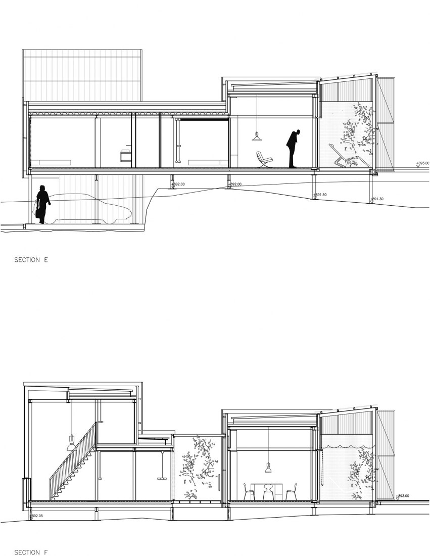 Section E and Section F. House and painting space for an artist by Idearch