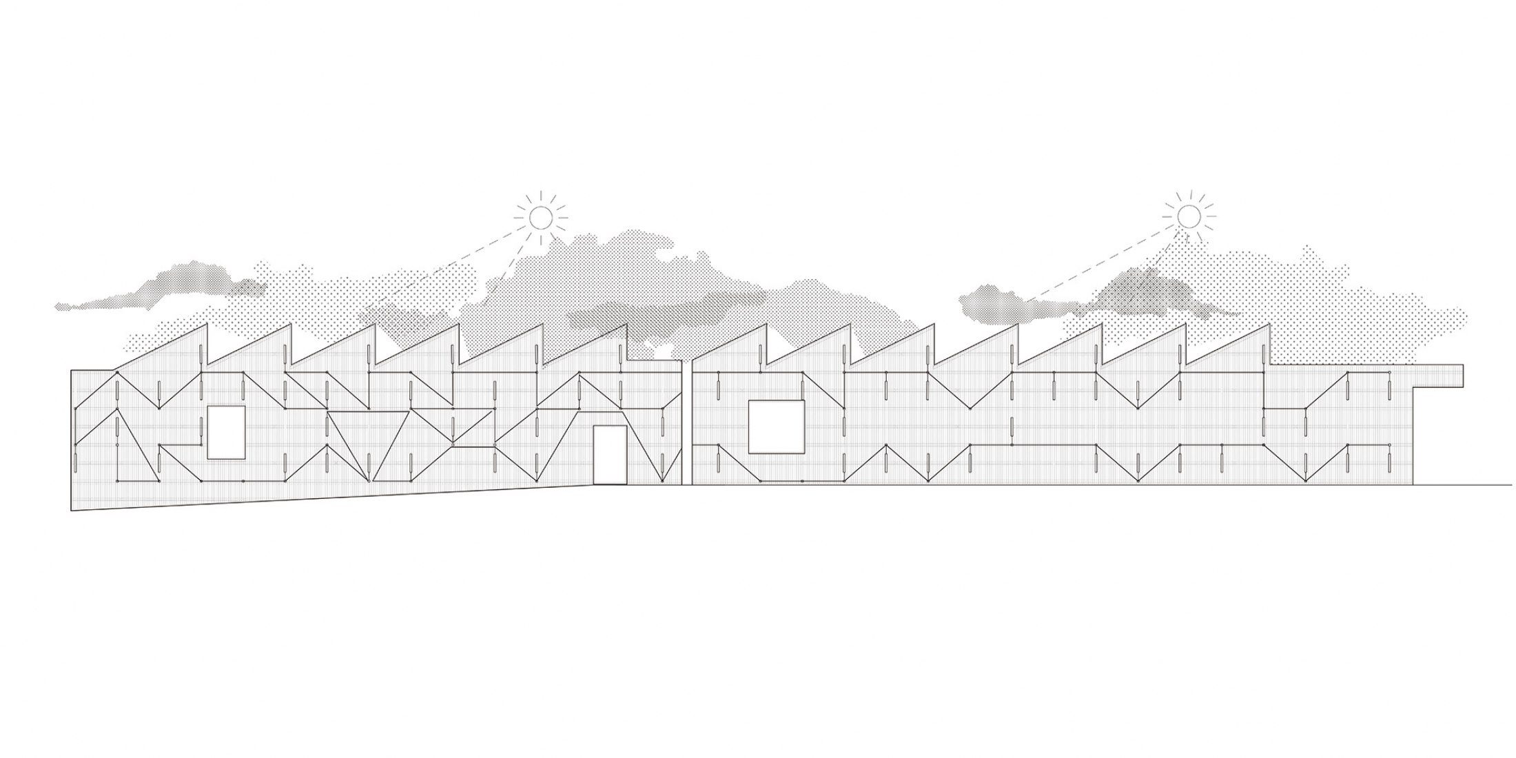 Alzado. Laboratorios y Centro Socioeducativo por ifdesign. 