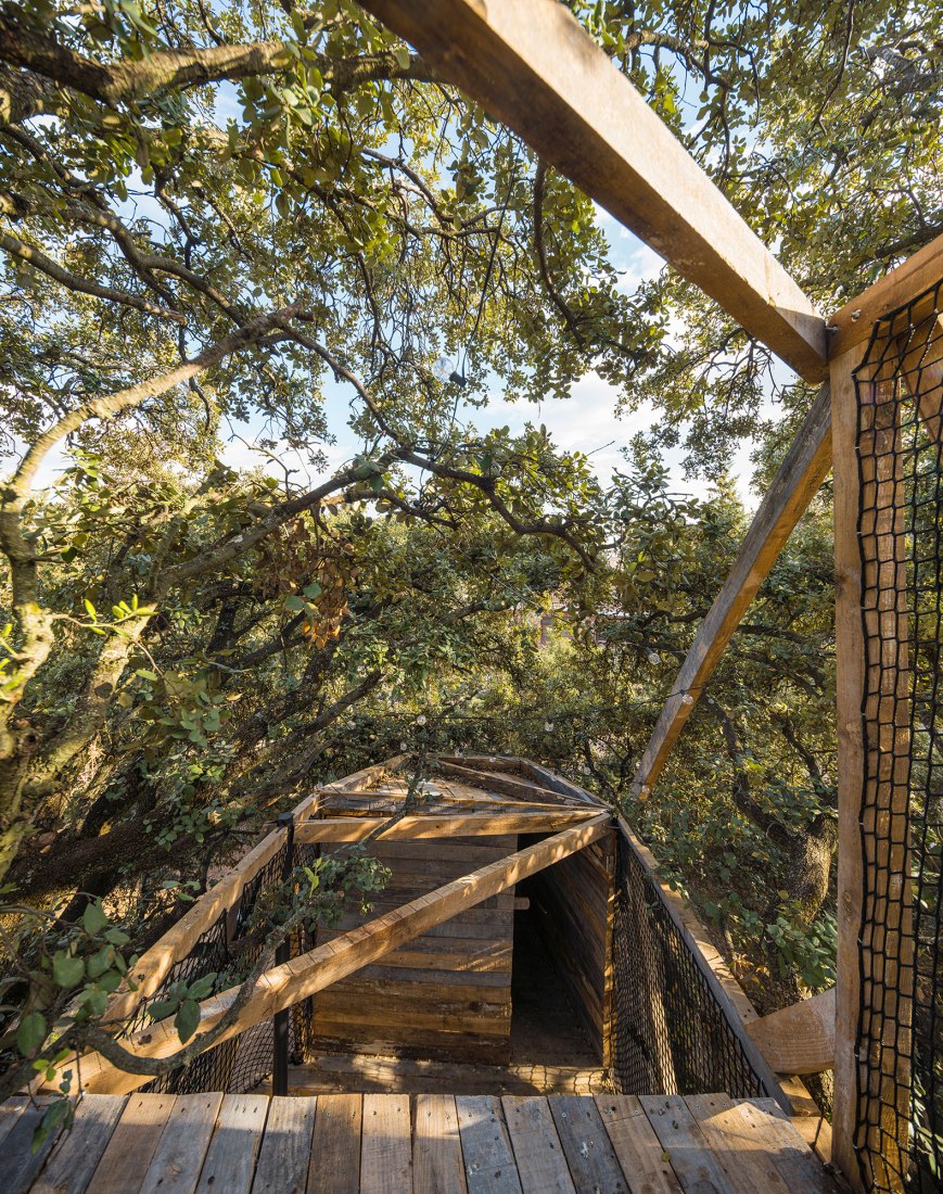 Tree house in an oak by Ignacio Borrego. Photograph by Imagen Subliminal.