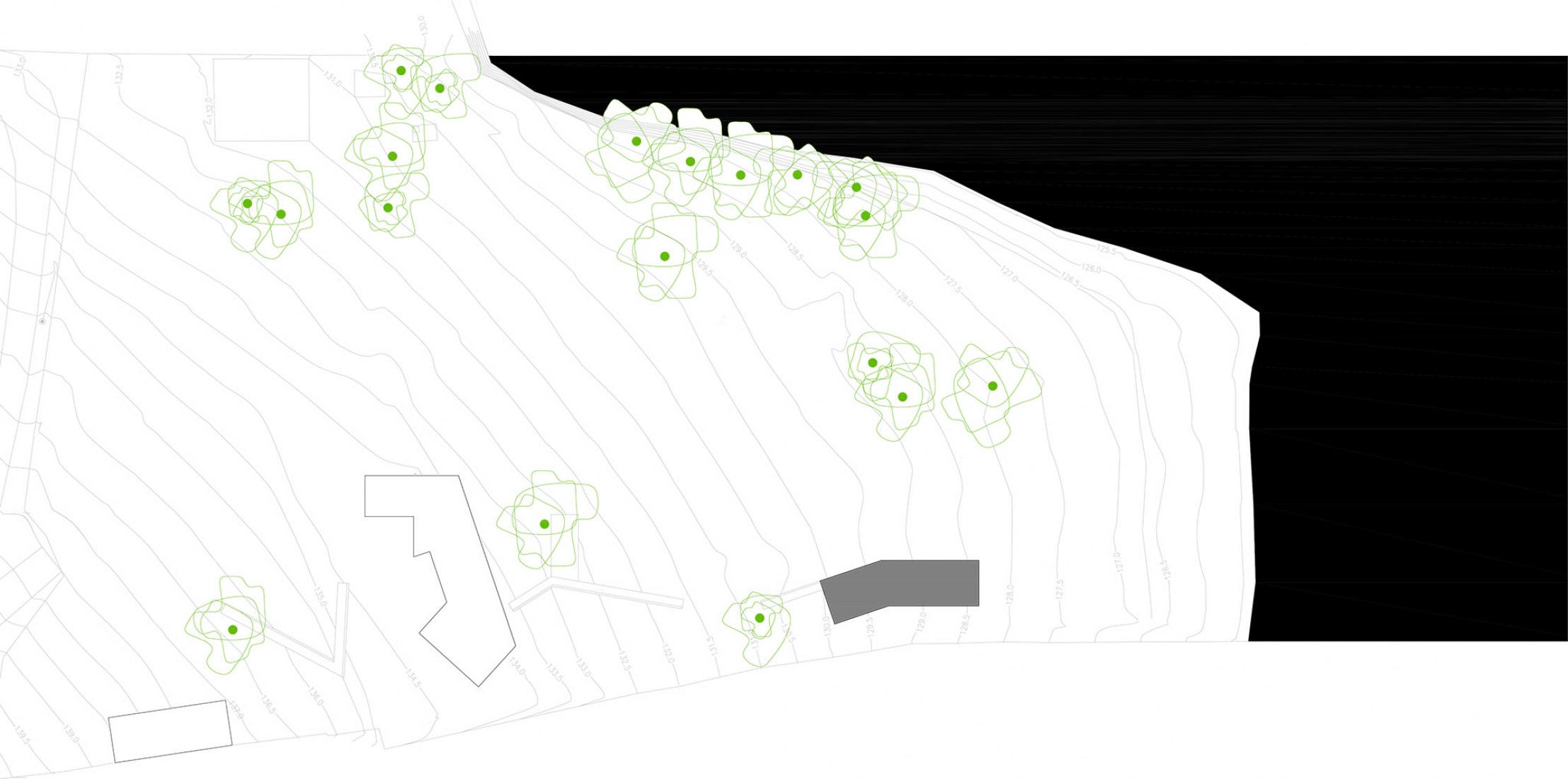 Site plan. Lake pavilion by Ignacio Correa.