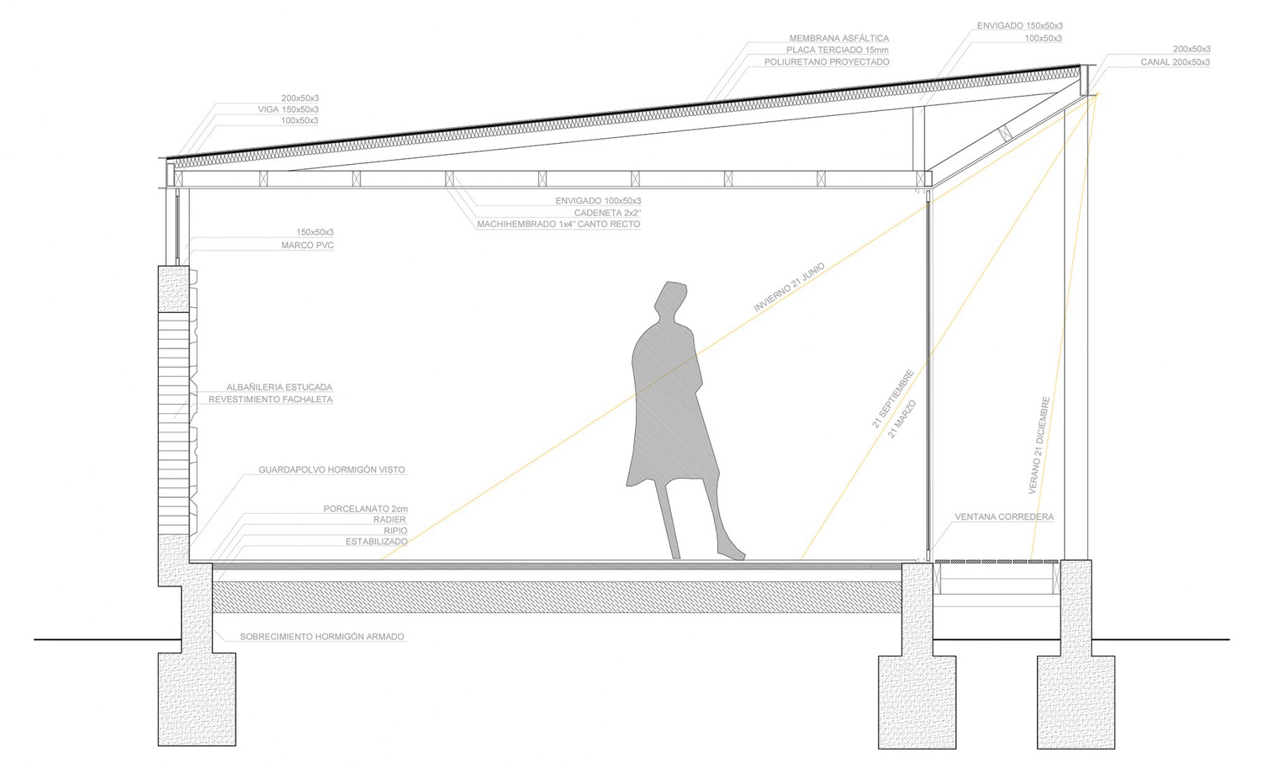Section. Lake pavilion by Ignacio Correa.