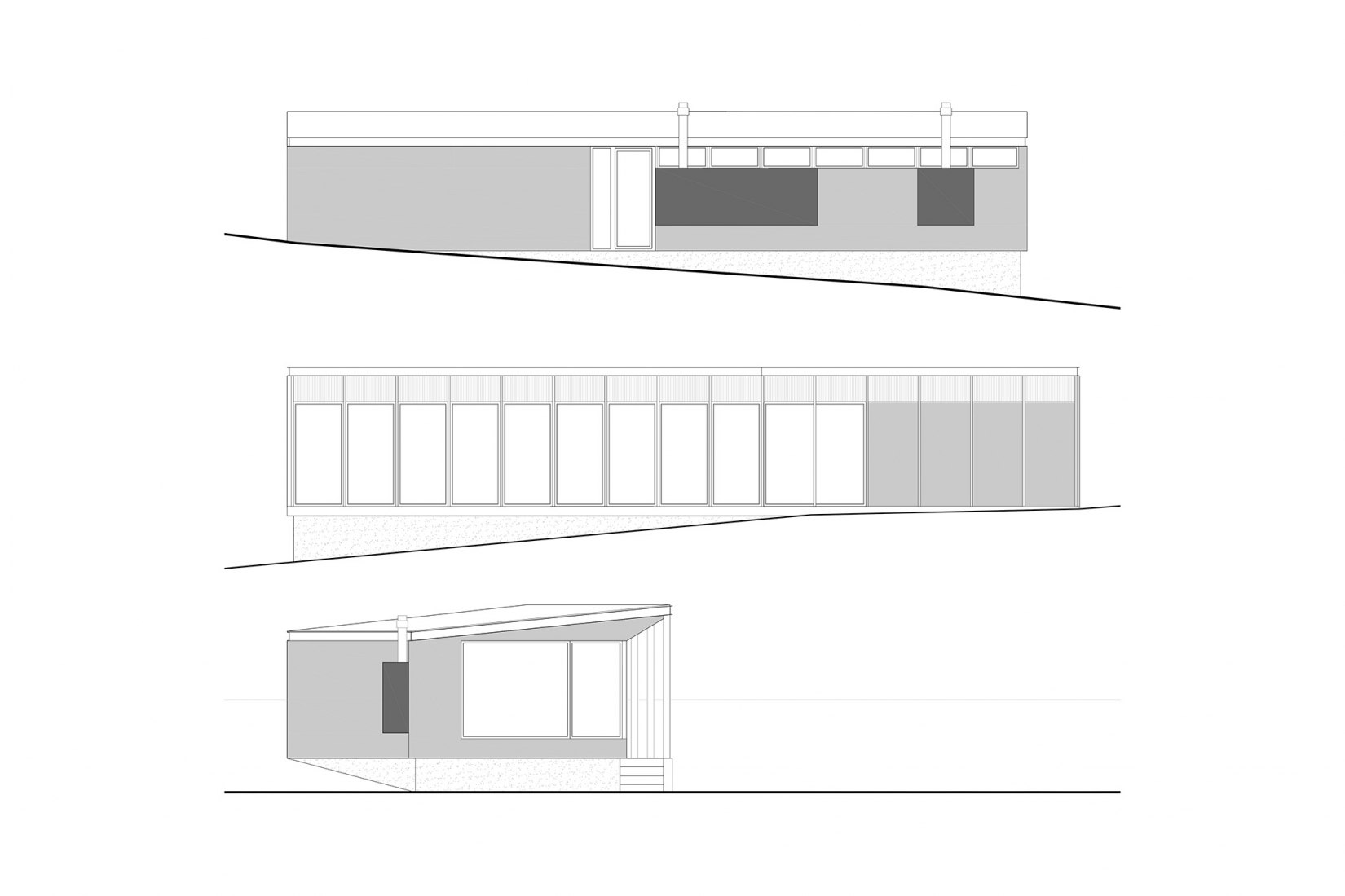 Elevations. Lake pavilion by Ignacio Correa.