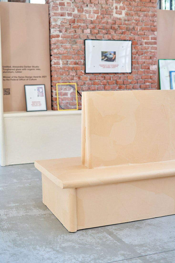Design Switzerland’s Living Spaces exhibition design by iiode. Photograph by Jonathan Mauloubier.