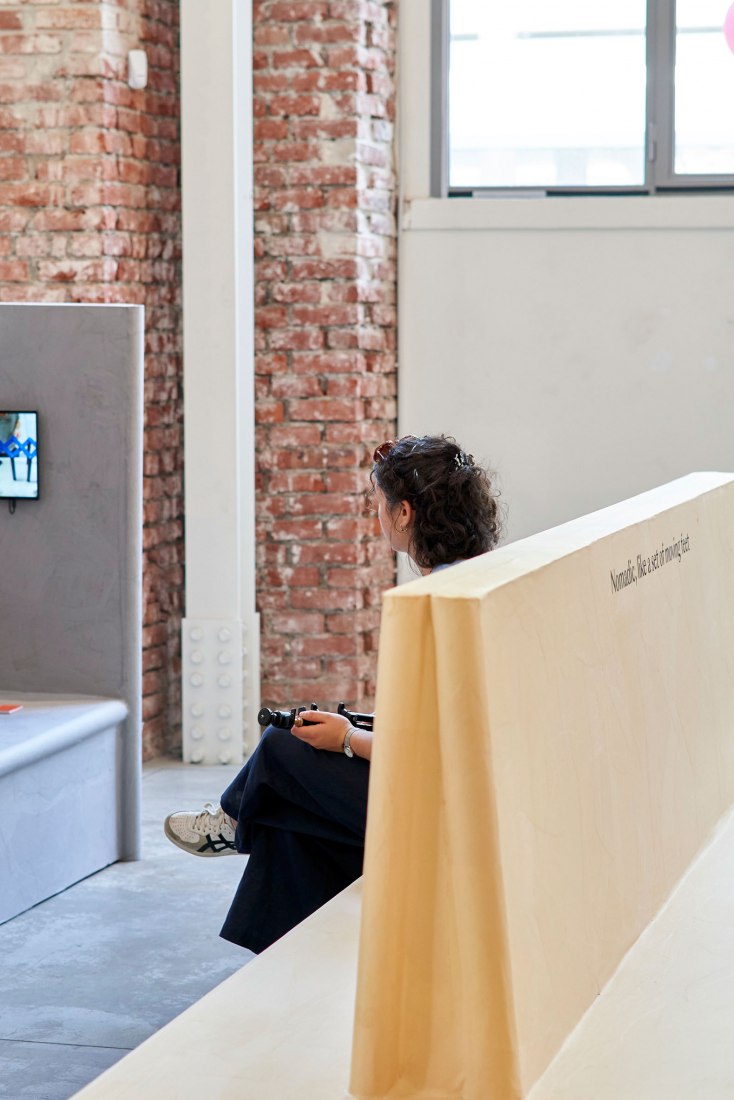 Design Switzerland’s Living Spaces exhibition design by iiode. Photograph by Jonathan Mauloubier.