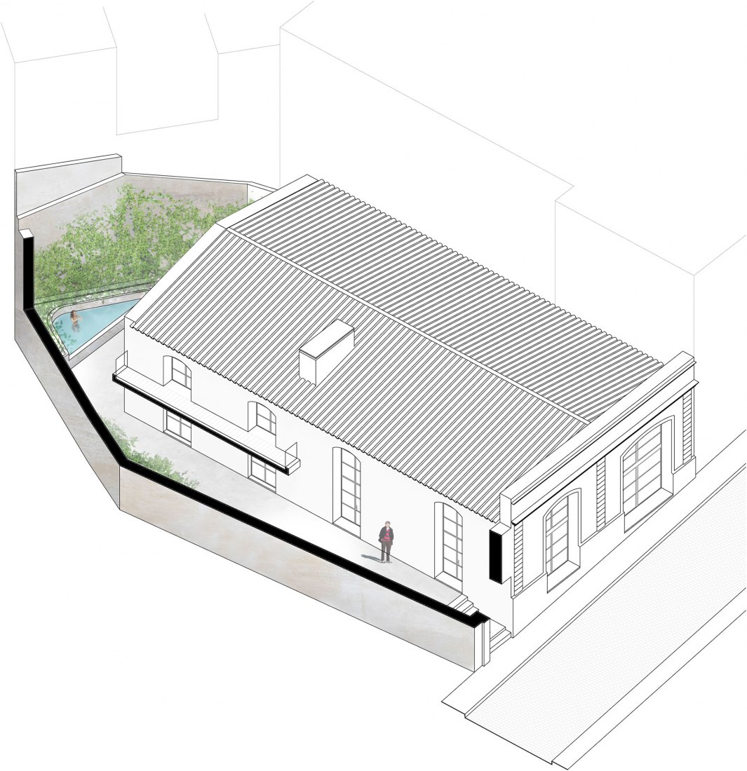 Axonometry. Vivienda en una Bodega de Jerez por Iniesta Nowell Arquitectos.