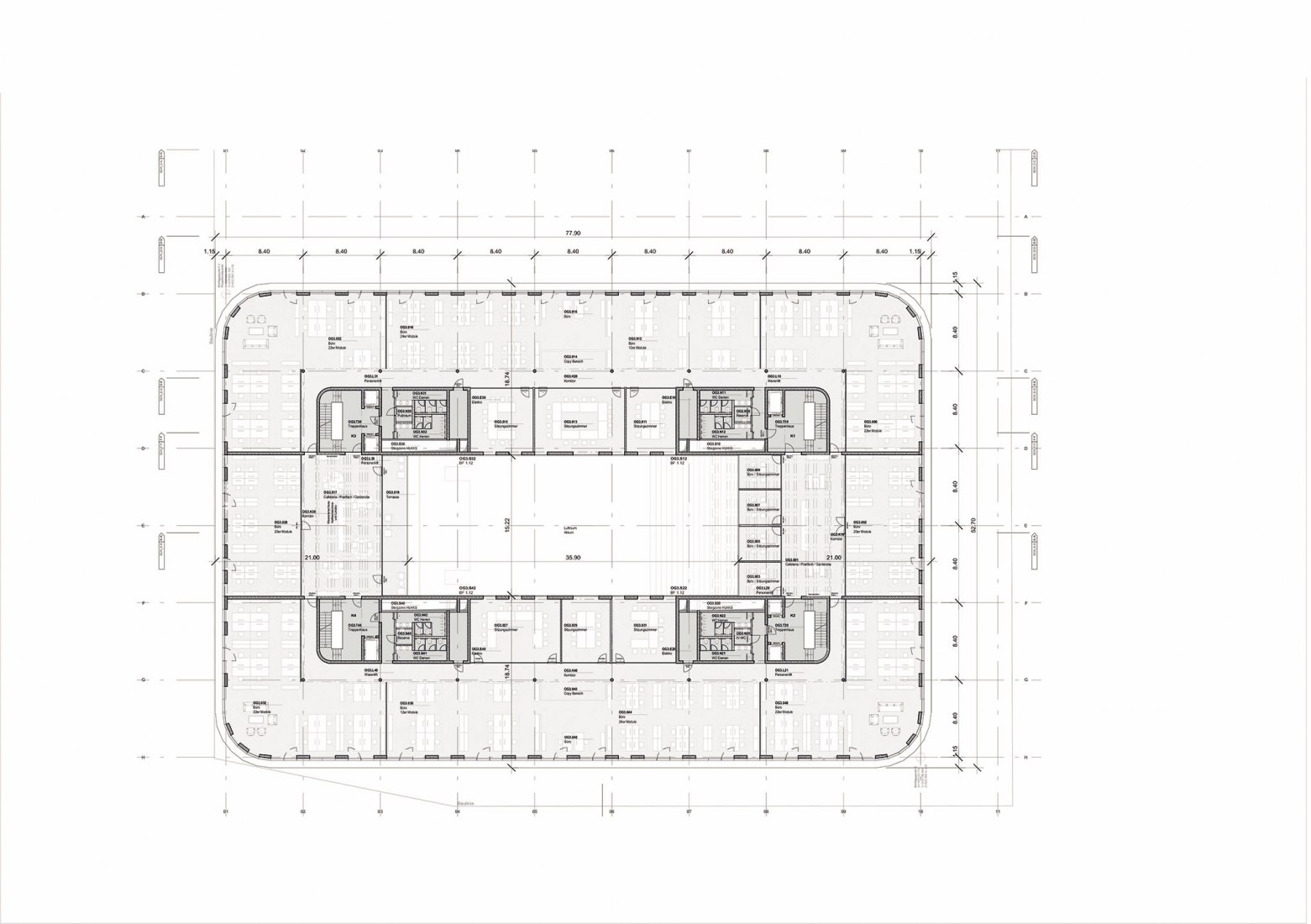Plano de planta tercera. Scott Sports por IttenBrechbühl