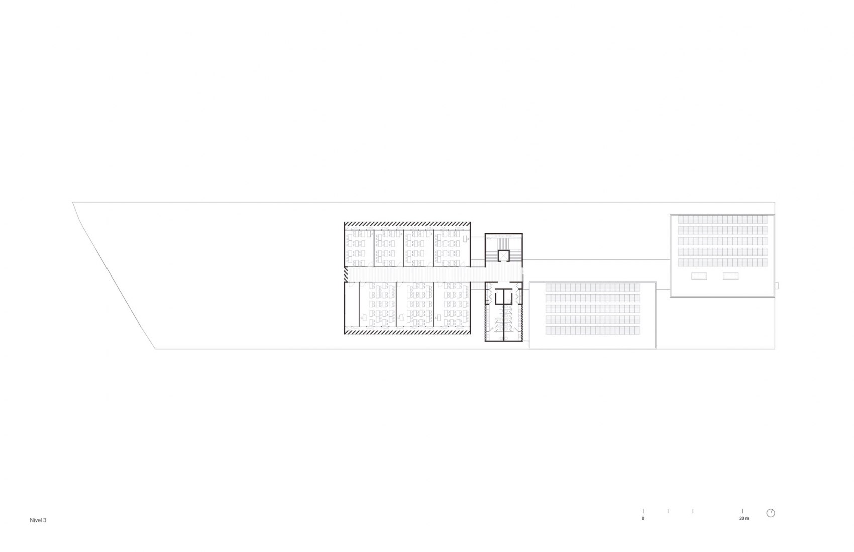 Planta tercera. Escuela Bancaria y Comercial, EBC Campus Mérida por IUA Ignacio Urquiza Arquitectos.