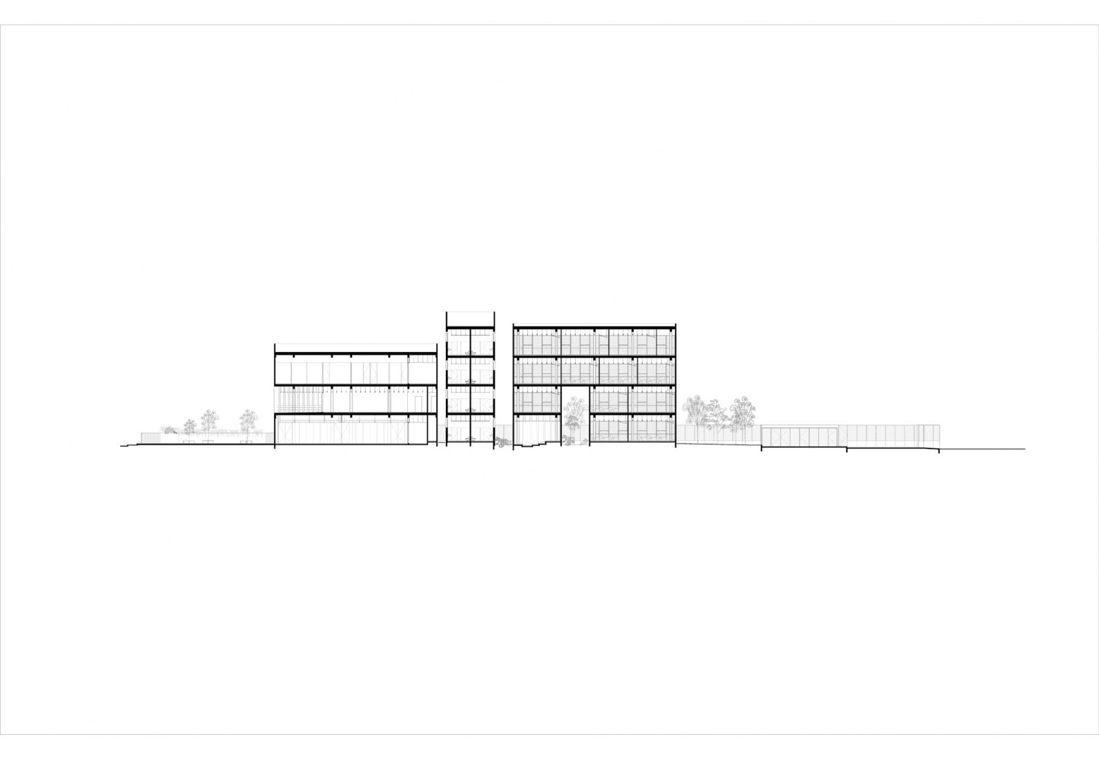 Sección. Escuela Bancaria y Comercial, EBC Campus Mérida por IUA Ignacio Urquiza Arquitectos.