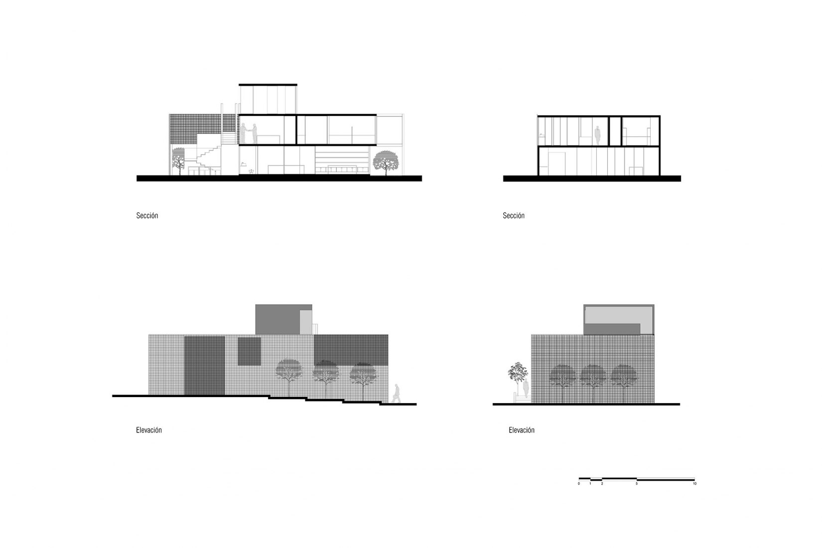 Alzados y secciones. WOL Center por Iván Marín + Doho Constructivo