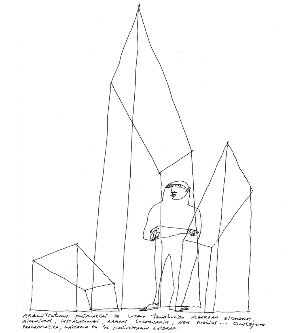 Dibujo de proyecto. Plaza Indautxu en Bilbao por JAAM sociedad de arquitectura.