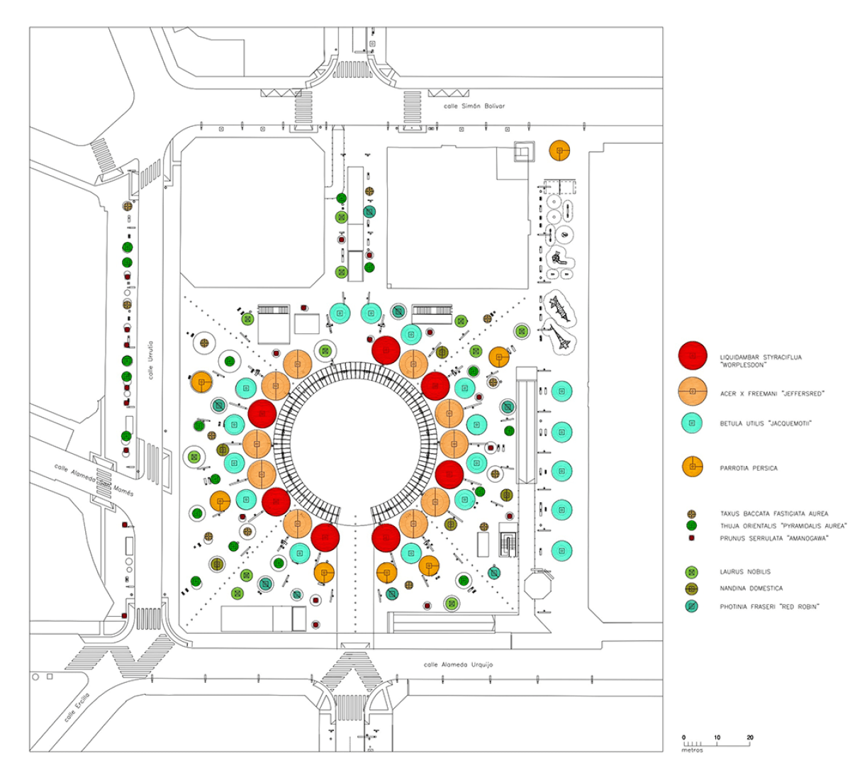 Planta jardinería. Plaza Indautxu en Bilbao por JAAM sociedad de arquitectura.