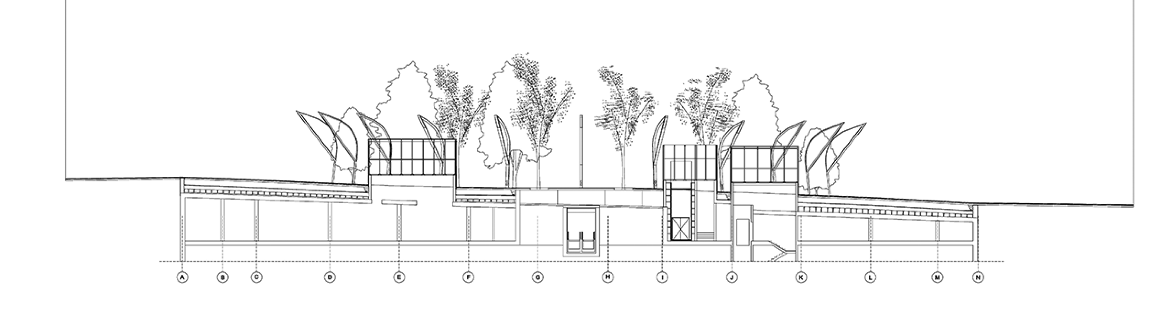 Sección transversal. Plaza Indautxu en Bilbao por JAAM sociedad de arquitectura.