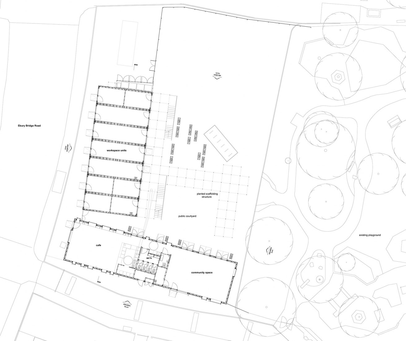 Ground floor plan. Ebury Edge by Jan Kattein Architects.