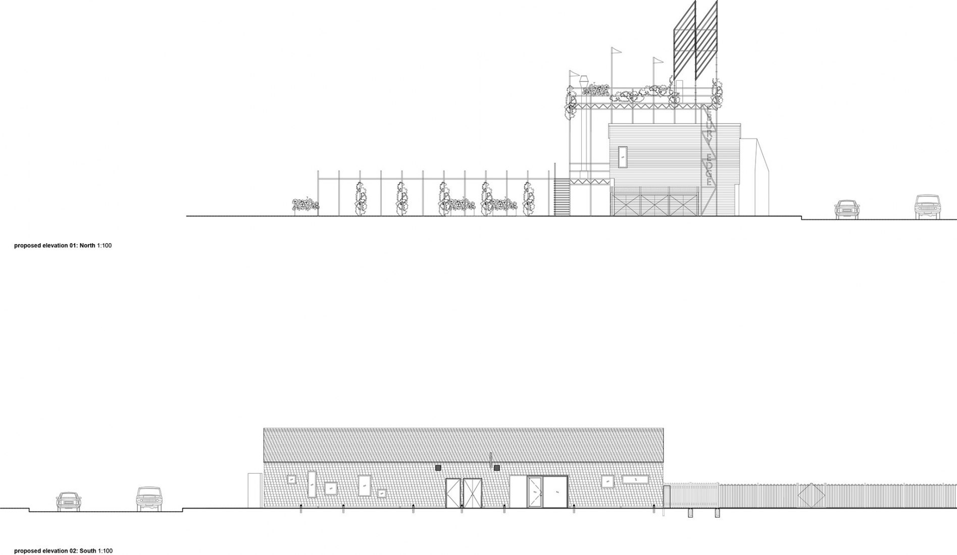 North and South elevations. Ebury Edge by Jan Kattein Architects.