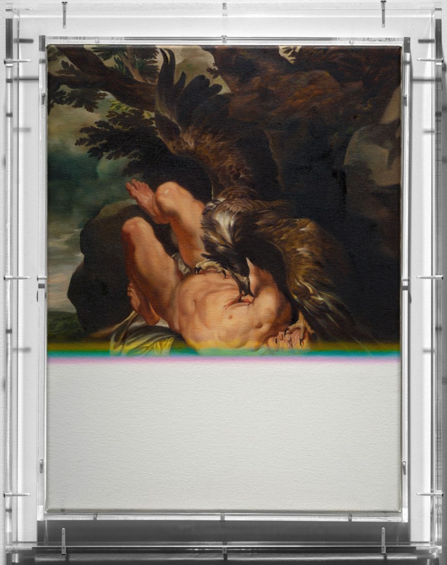 Expiration Paintings, Talons por Mat Collishaw, 2016. Serie: óleo sobre lienzo, metracrilato, madera, 47’3 x 37’3 x 5’3 cm. Imagen cortesía del artista y Blain Southern. 