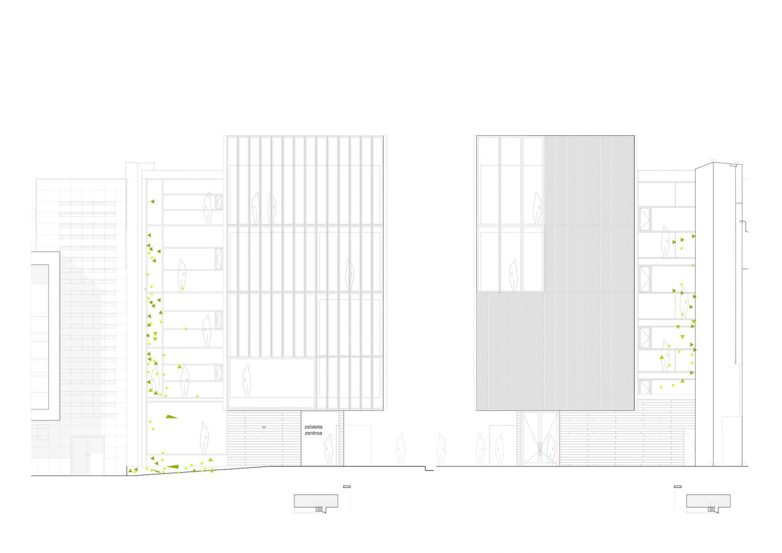 Elevations. New Zubiaur Music School by Javier de las Heras Solé