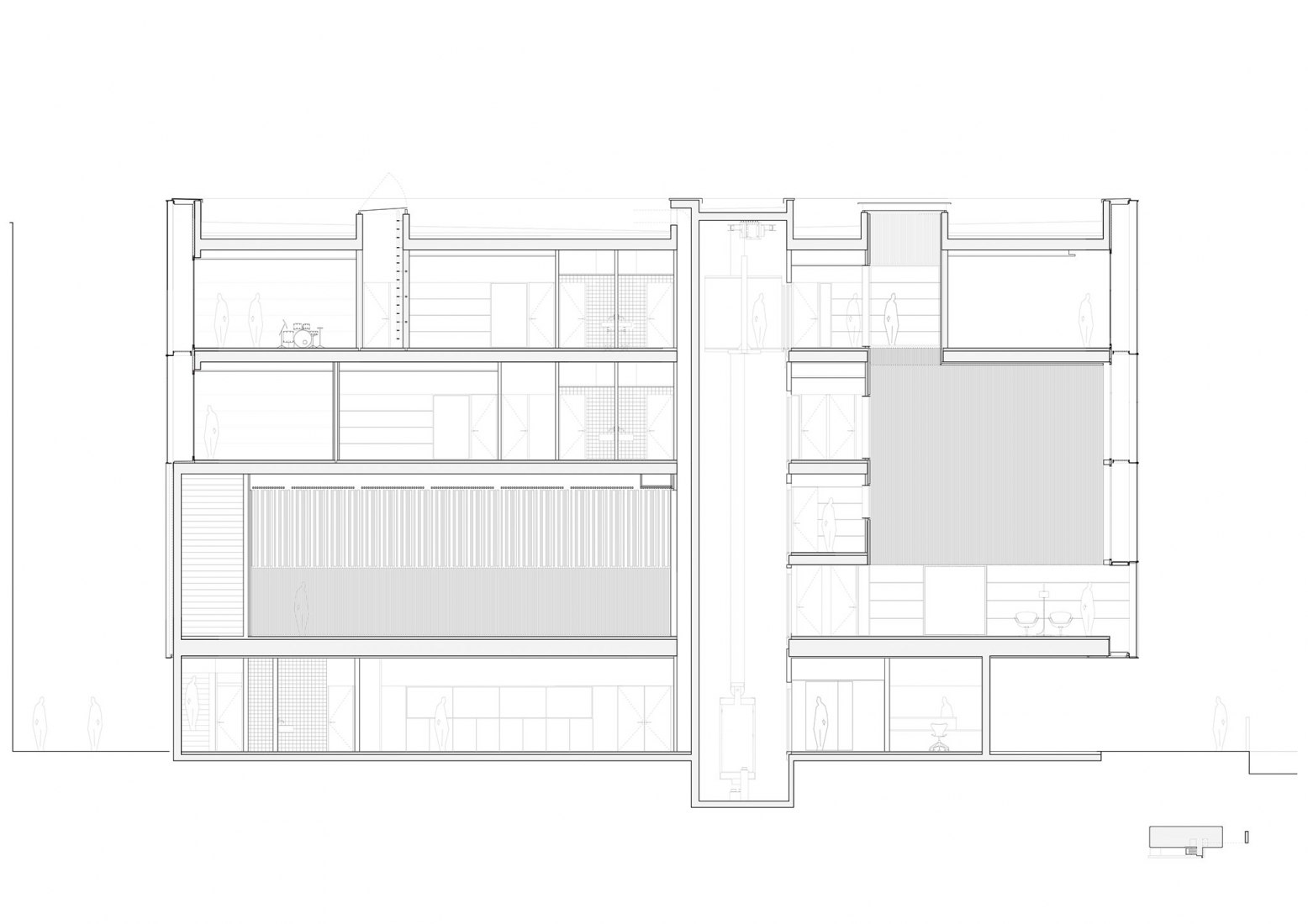 Longitudinal section. New Zubiaur Music School by Javier de las Heras Solé