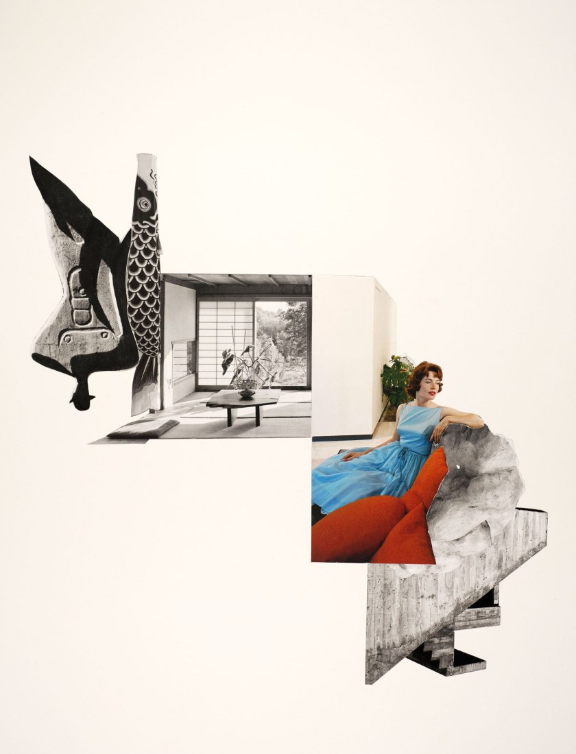 Marshall Brown. "A Choice to Do Both", 2019. Collage on archival paper. 23 1/2h x 18w in. Image courtesy of Western Exhibitions.