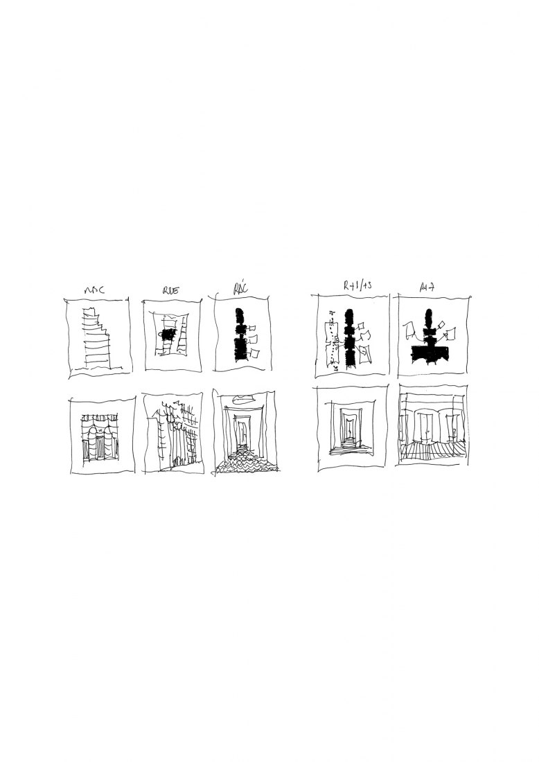 Sketchs. 8 Social Housing and Nursery Extension by Jean-Christophe Quinton. 