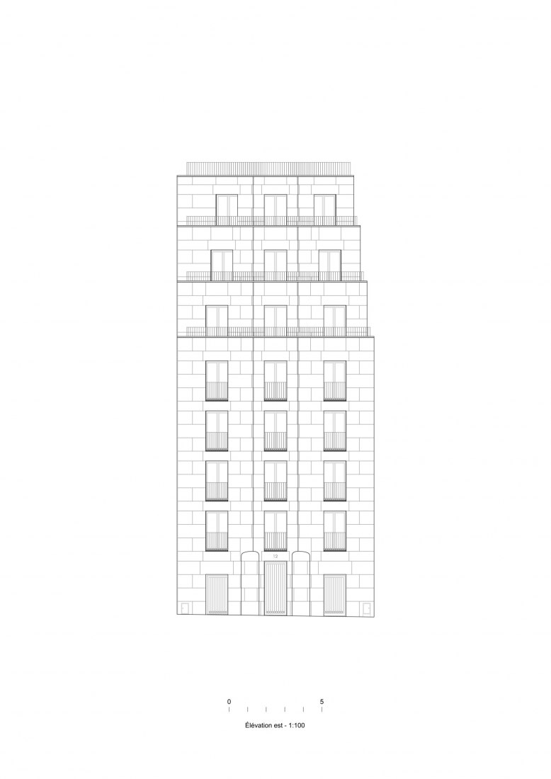 Elevation. 8 Social Housing and Nursery Extension by Jean-Christophe Quinton. 