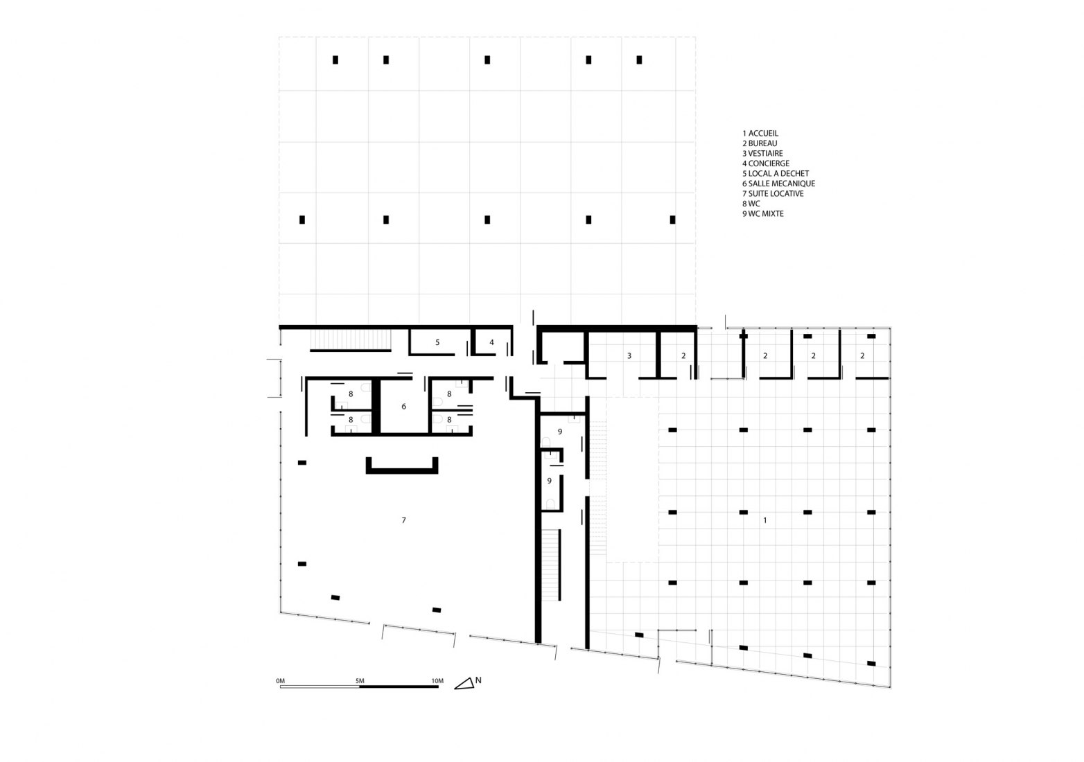 Planta baja. Clínica dental por Studio Jean Verville architectes.