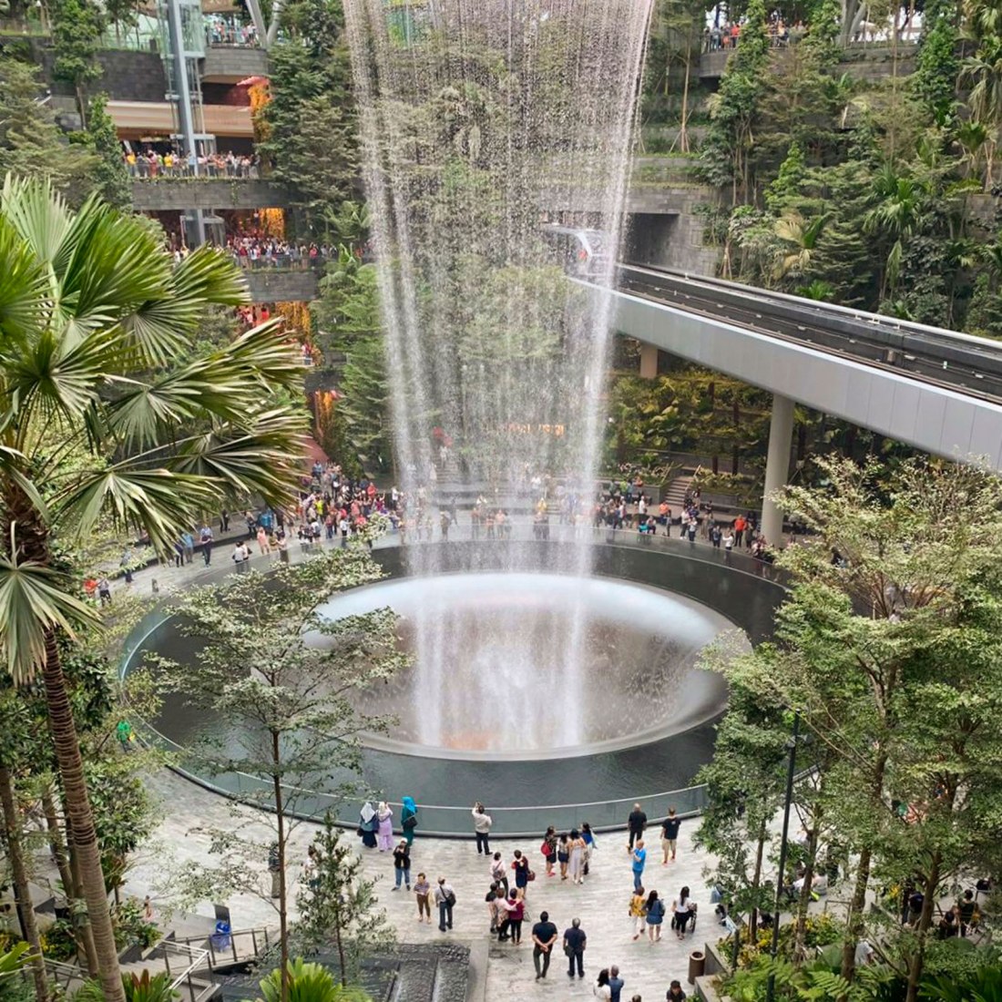 The world's tallest indoor waterfall at Jewel Changi Airport by Safdie Architects. Photography is courtesy of Jewel Changi Airport