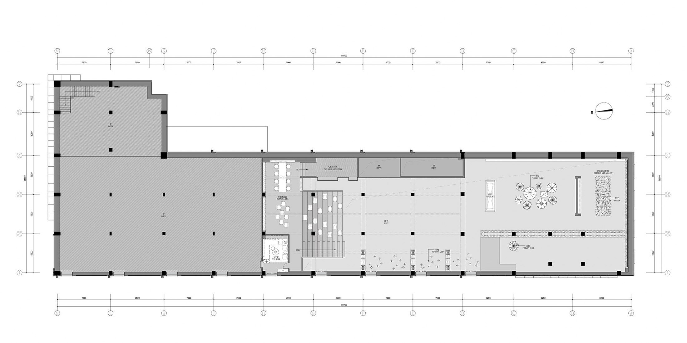 First floor plan. Jinan Bocuiming hu Textile Culture and Arts Exhibition Hall by YI+MU Design Office.