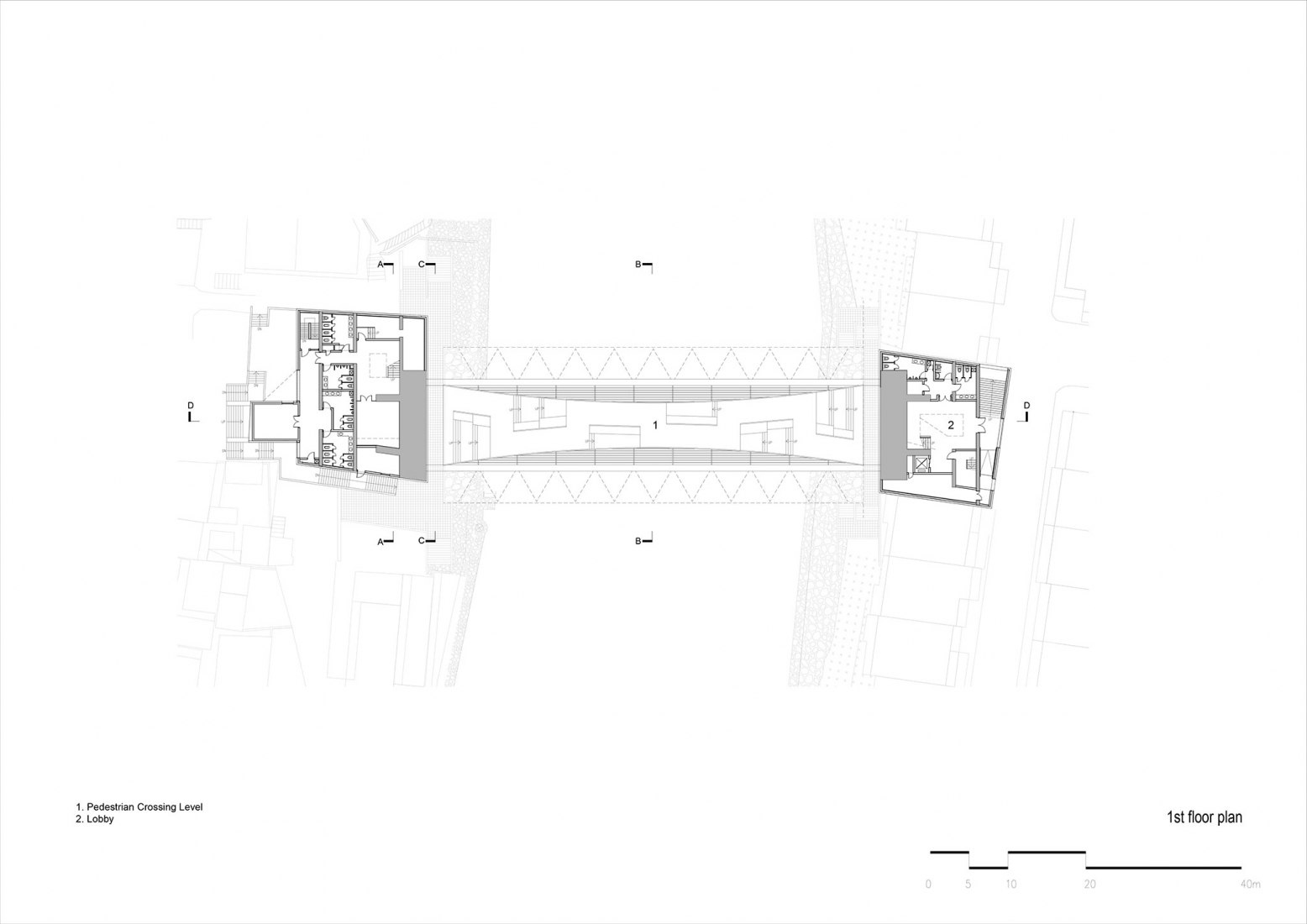 Planta nivel 1. Museo de Arte Jishou por Atelier FCJZ.