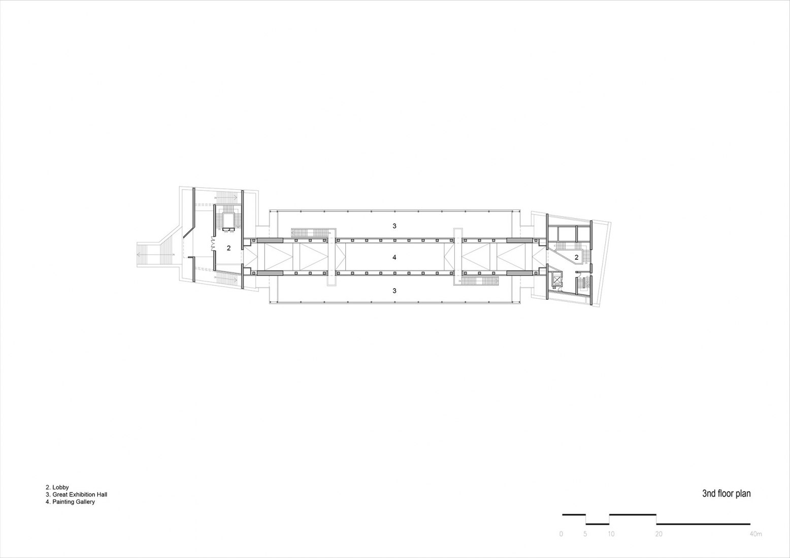 Planta nivel 3. Museo de Arte Jishou por Atelier FCJZ.