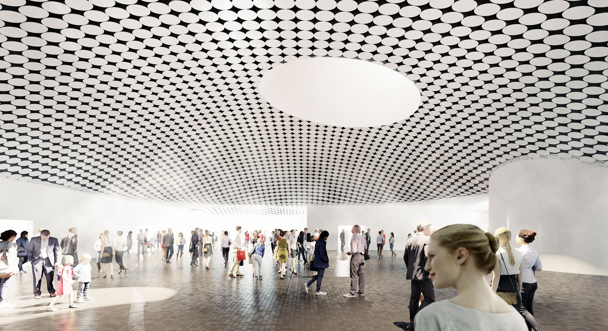 Rendering. Interiors. Amos Rex by JKMM Architects.