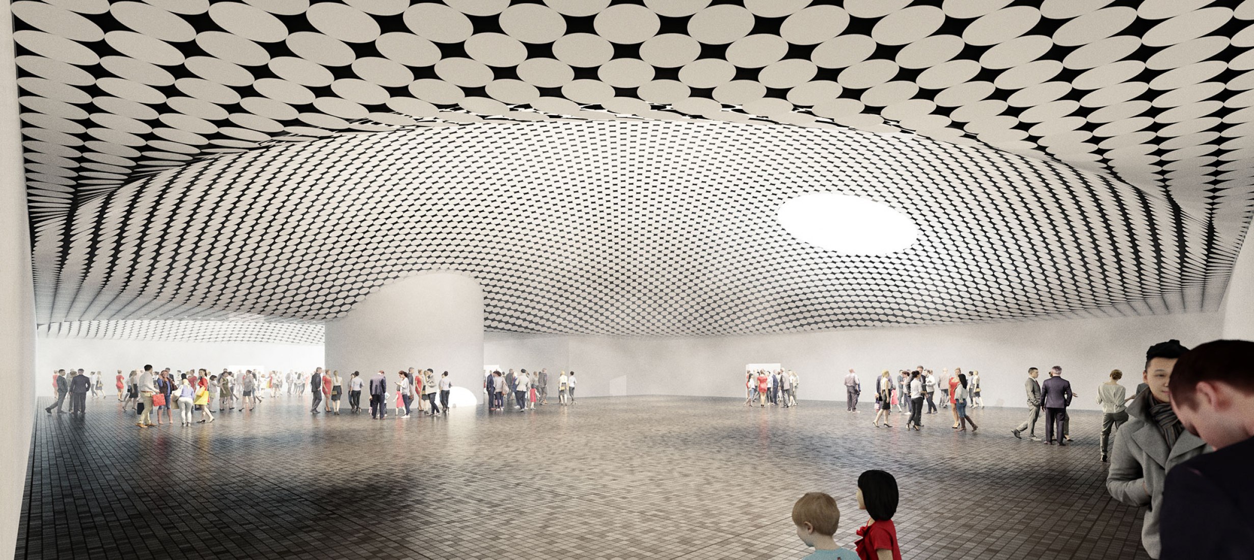 Rendering. Interiors. Amos Rex by JKMM Architects.