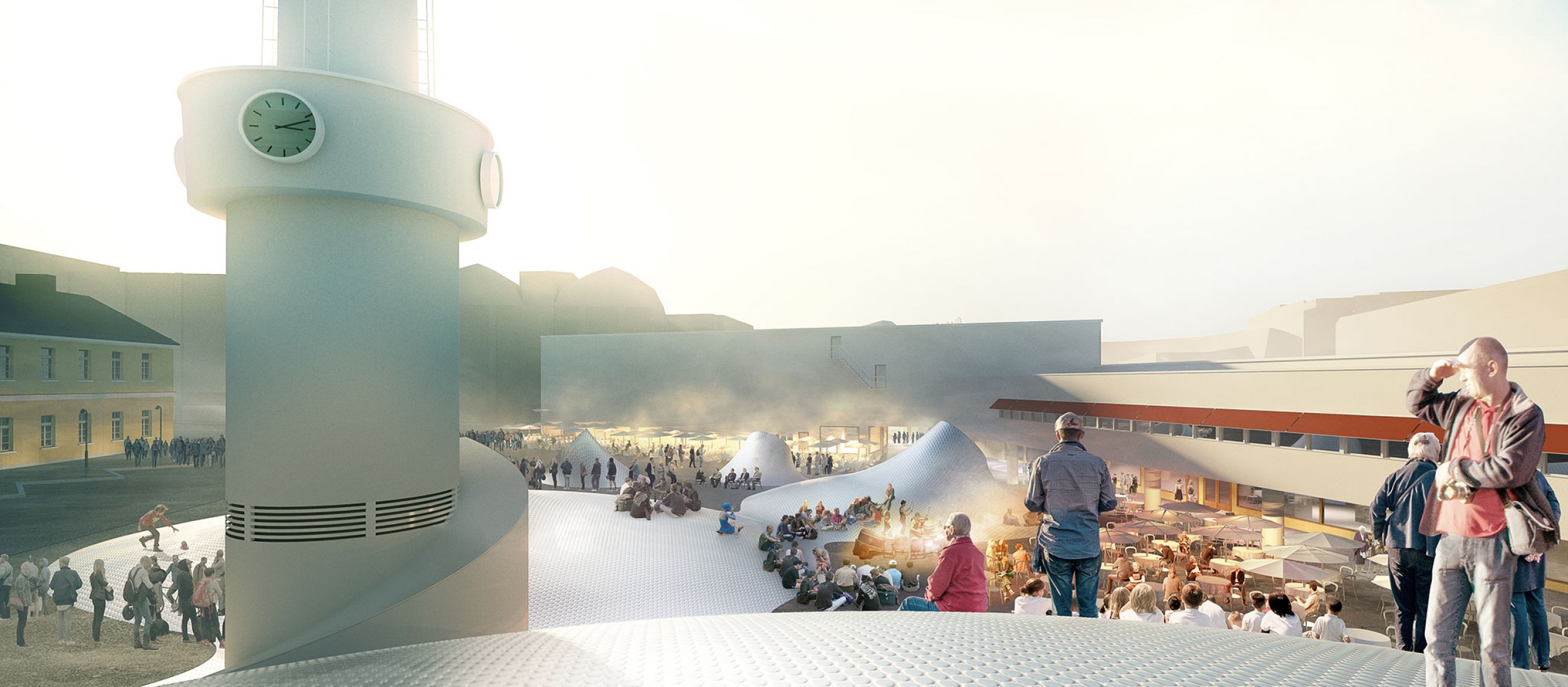 Rendering. Lasipalatsi square. Amos Rex by JKMM Architects.