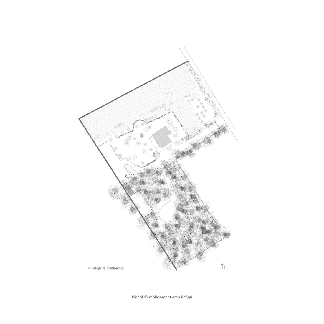 Site plan with Refuge. Design, build and inhabit a temporal refuge during the health emergency by Joan Martí Morro Capllonch.