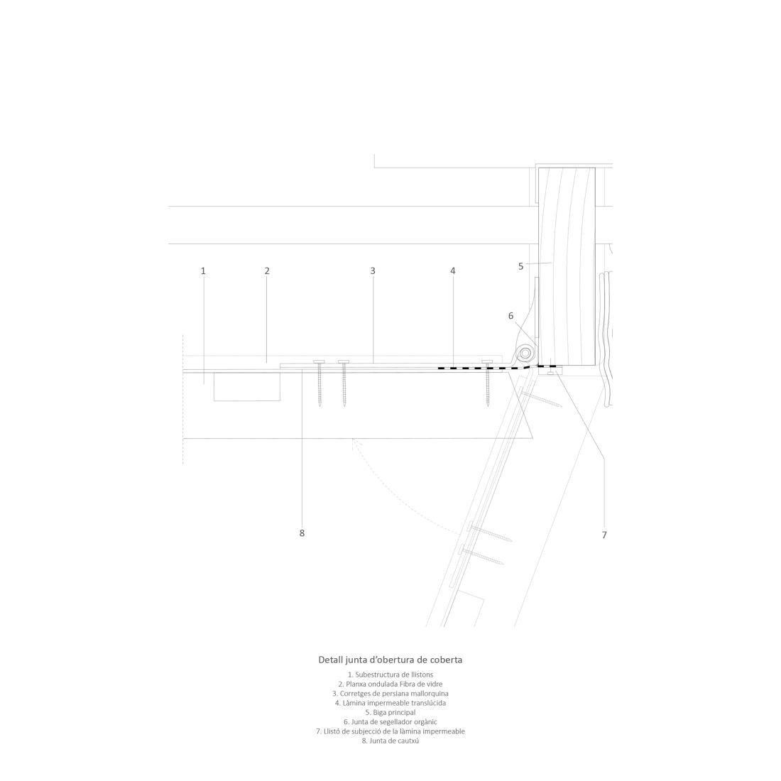 Detail of cover opening joint. Design, build and inhabit a temporal refuge during the health emergency by Joan Martí Morro Capllonch.