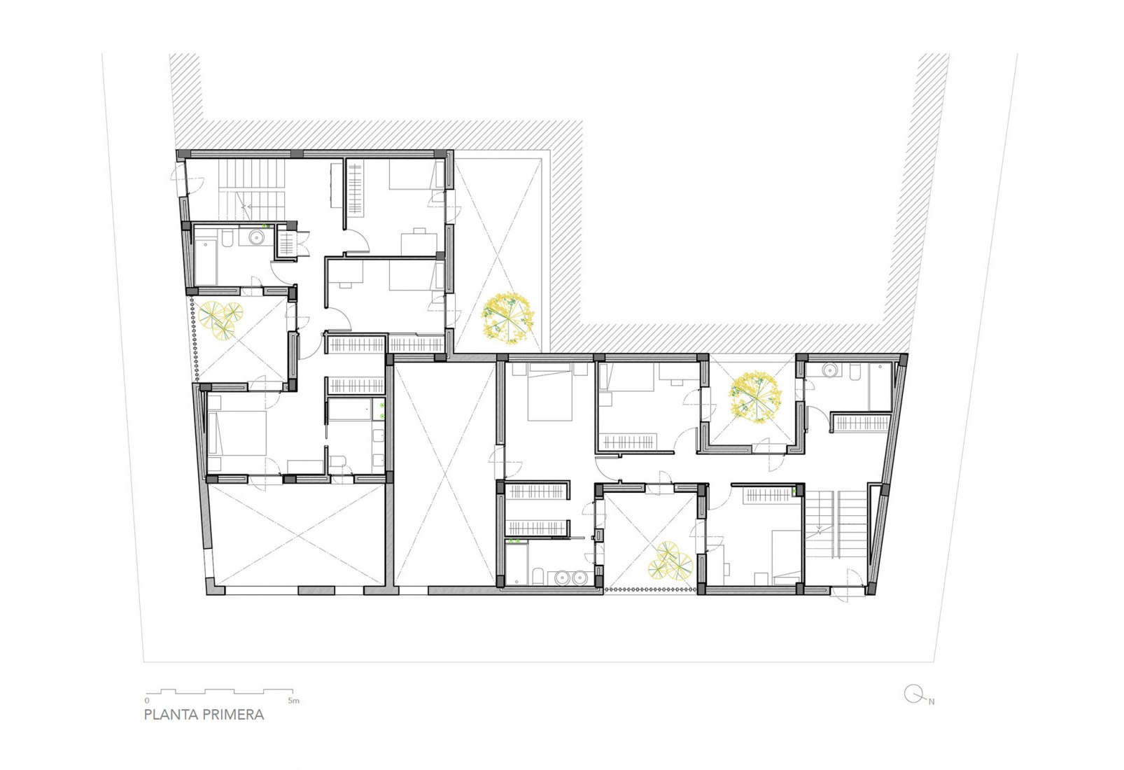 Planta primera. Casas Costacabana por Jose Moreno Ferre, Javier Peña Alcalde.