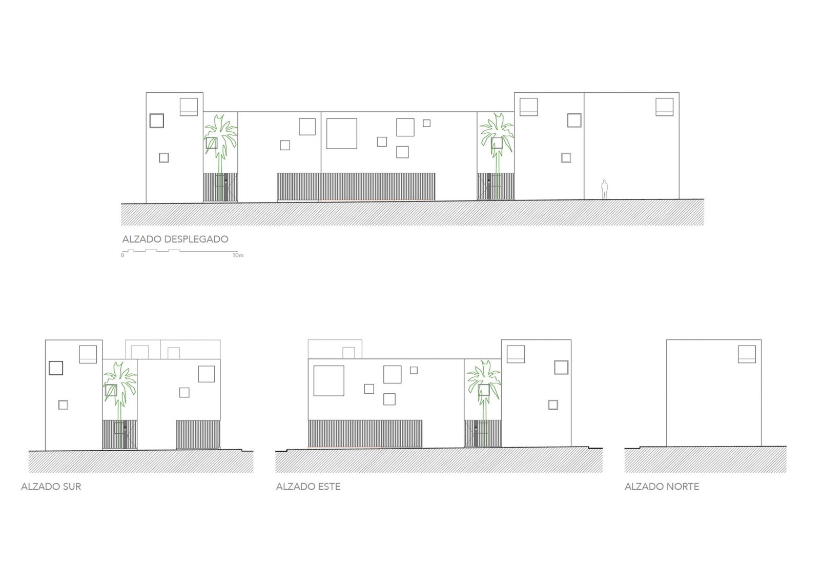 Alzados. Casas Costacabana por Jose Moreno Ferre, Javier Peña Alcalde.