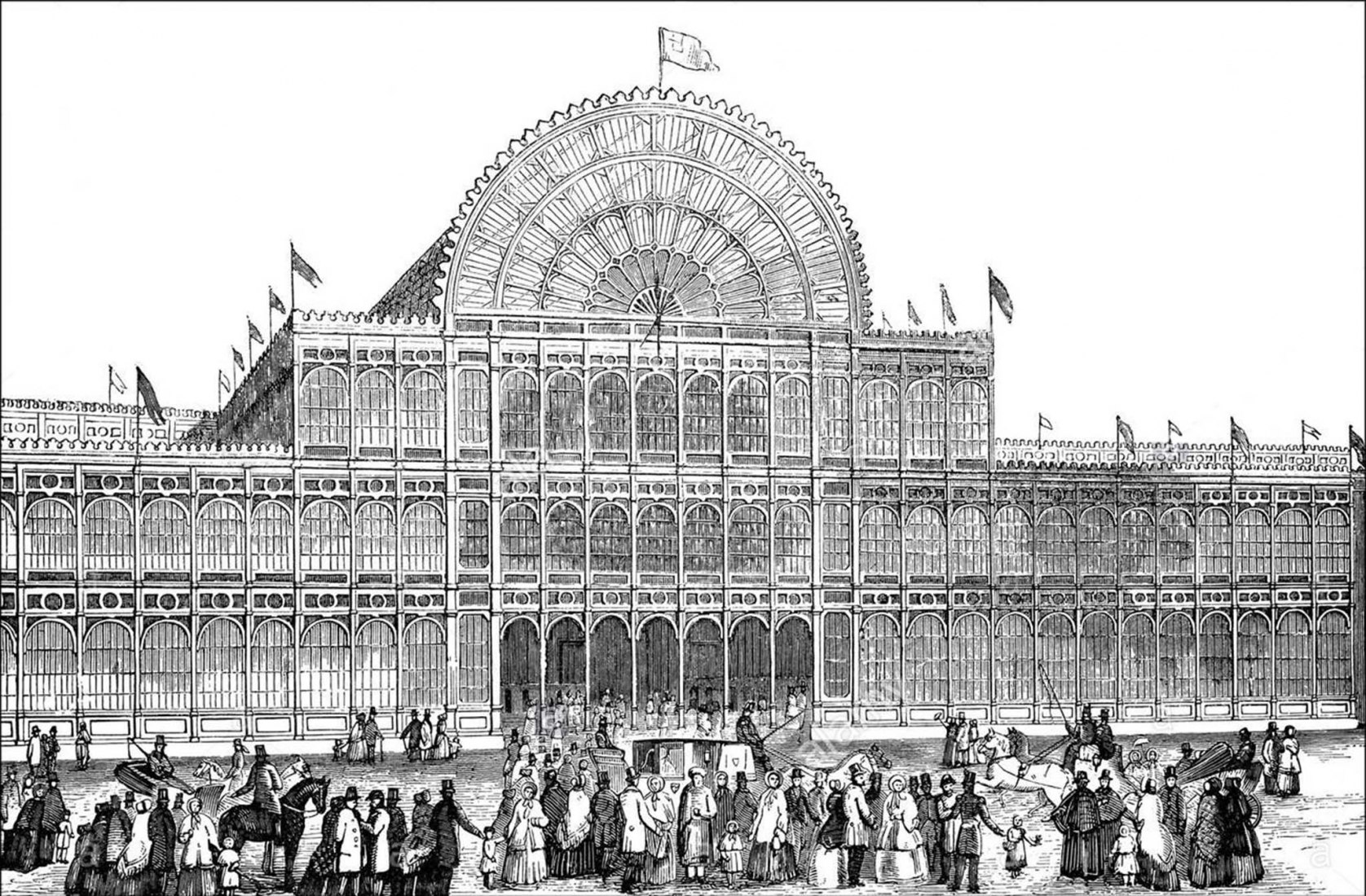 Boceto del alzado principal. Crystal Palace por Joseph Paxton.