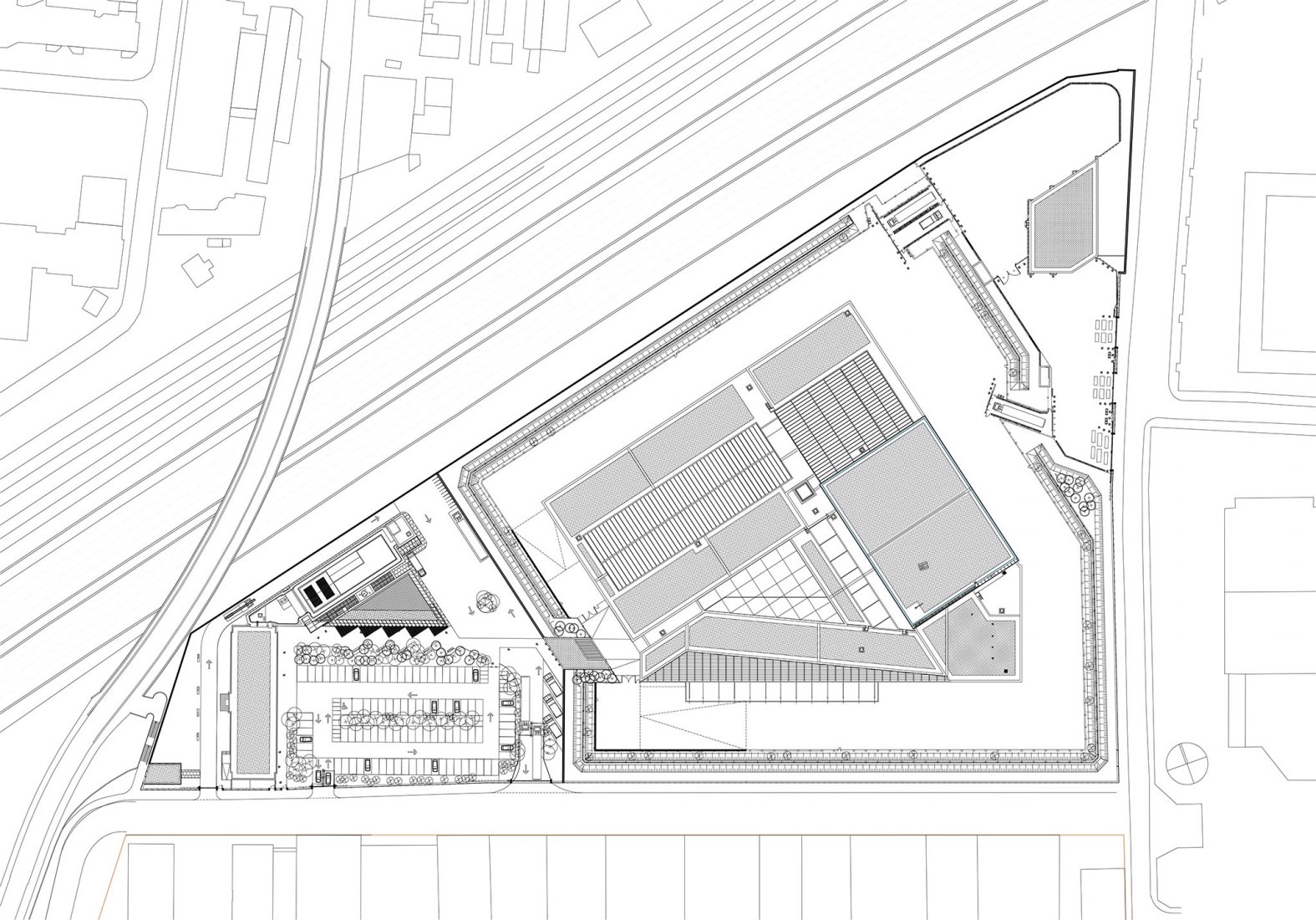 Plano de situación. Banque de France París La Courneuve por Jean-Paul Viguier et Associés.